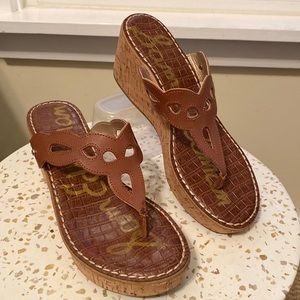 Sam Edelman wedge flip flops tan size 9.5